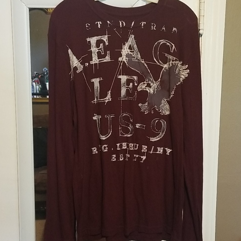American Eagle Long Sleeve Maroon Shirt